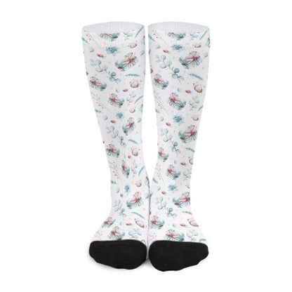 Unisex Long Socks - Green Watercolour - Festive Style