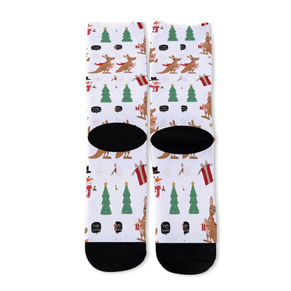 Unisex Long Socks - Kangaroos - Festive Style