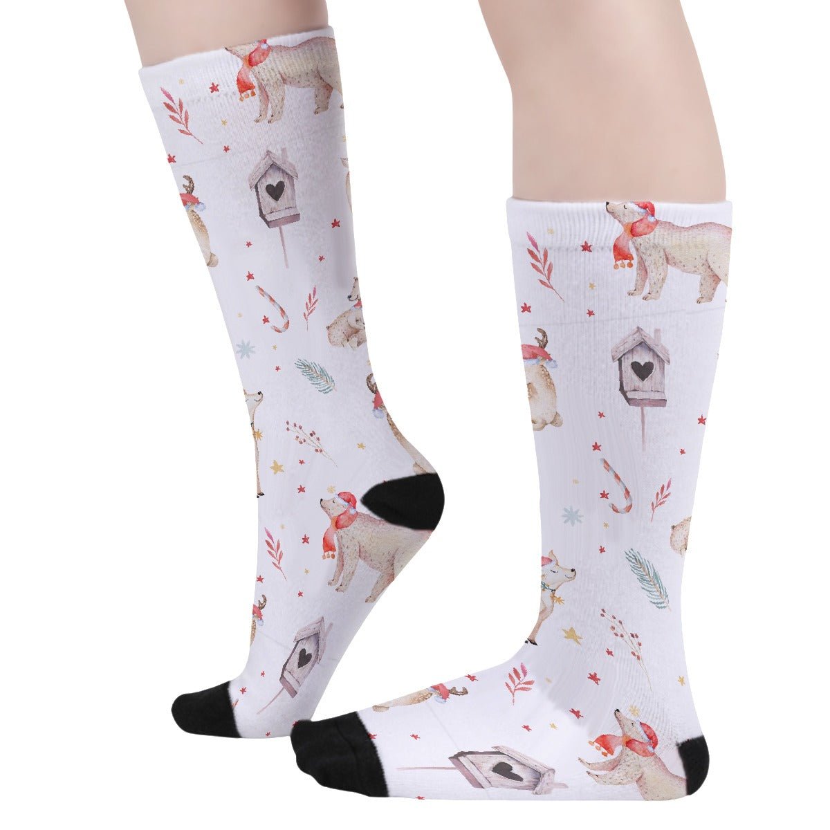 Unisex Long Socks - Natural Watercolour - Festive Style