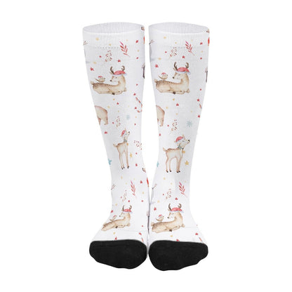 Unisex Long Socks - Natural Watercolour - Festive Style