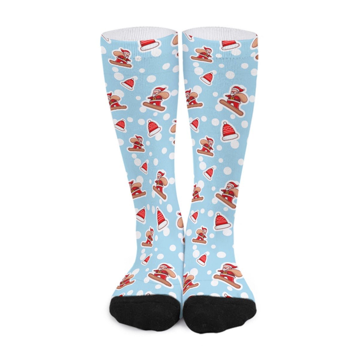 Unisex Long Socks - Santa Snowboarding - Festive Style