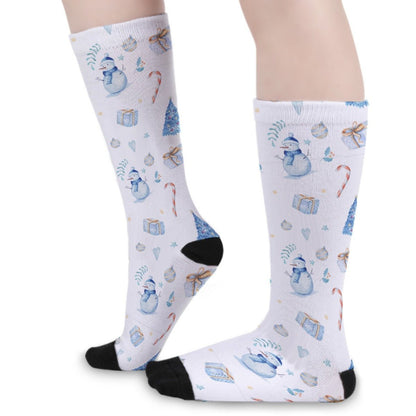 Unisex Long Socks - Watercolour Blue - Festive Style