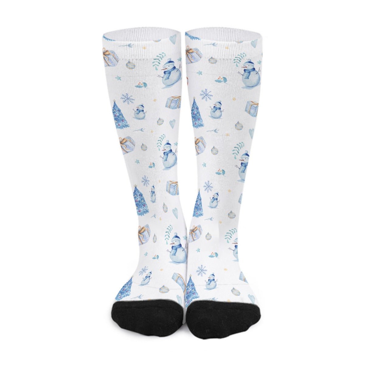 Unisex Long Socks - Watercolour Blue - Festive Style