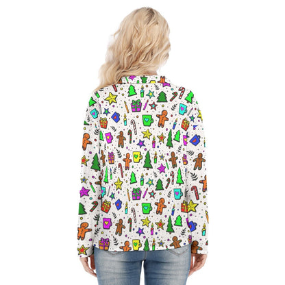 Women's Christmas Blouse - Bright Doodle - Festive Style