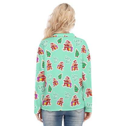 Women's Christmas Blouse - Green "Let's Go" - Festive Style