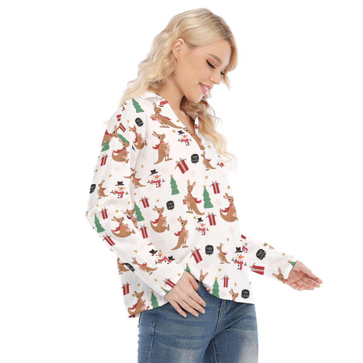 Women's Christmas Blouse - Kangaroos - Festive Style