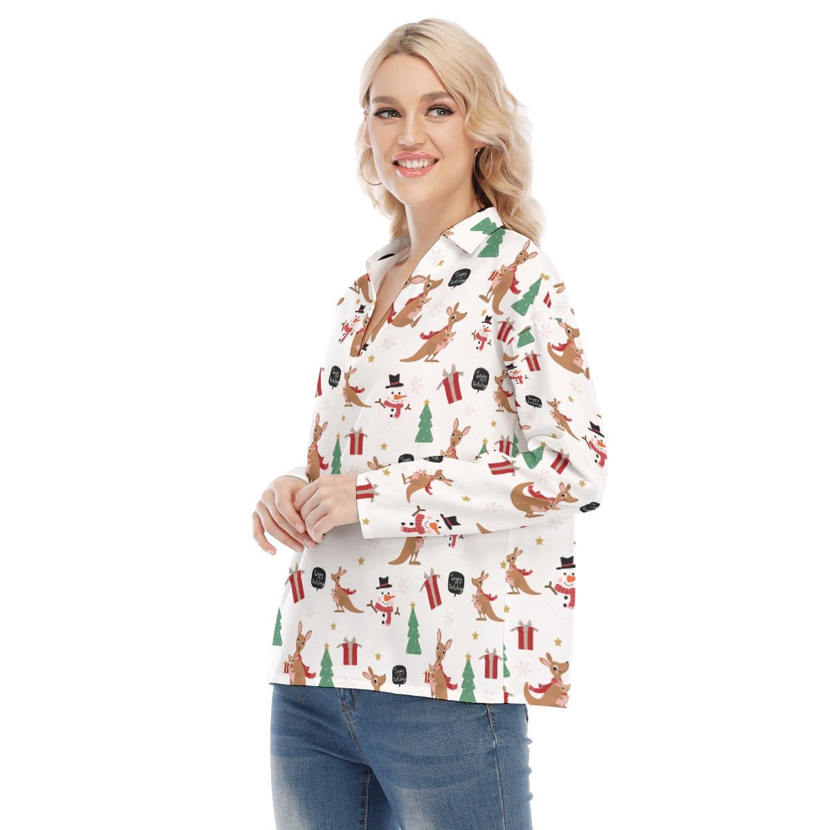 Women's Christmas Blouse - Kangaroos - Festive Style