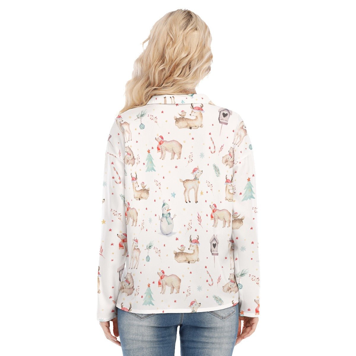 Women's Christmas Blouse - Natural Pattern - Festive Style