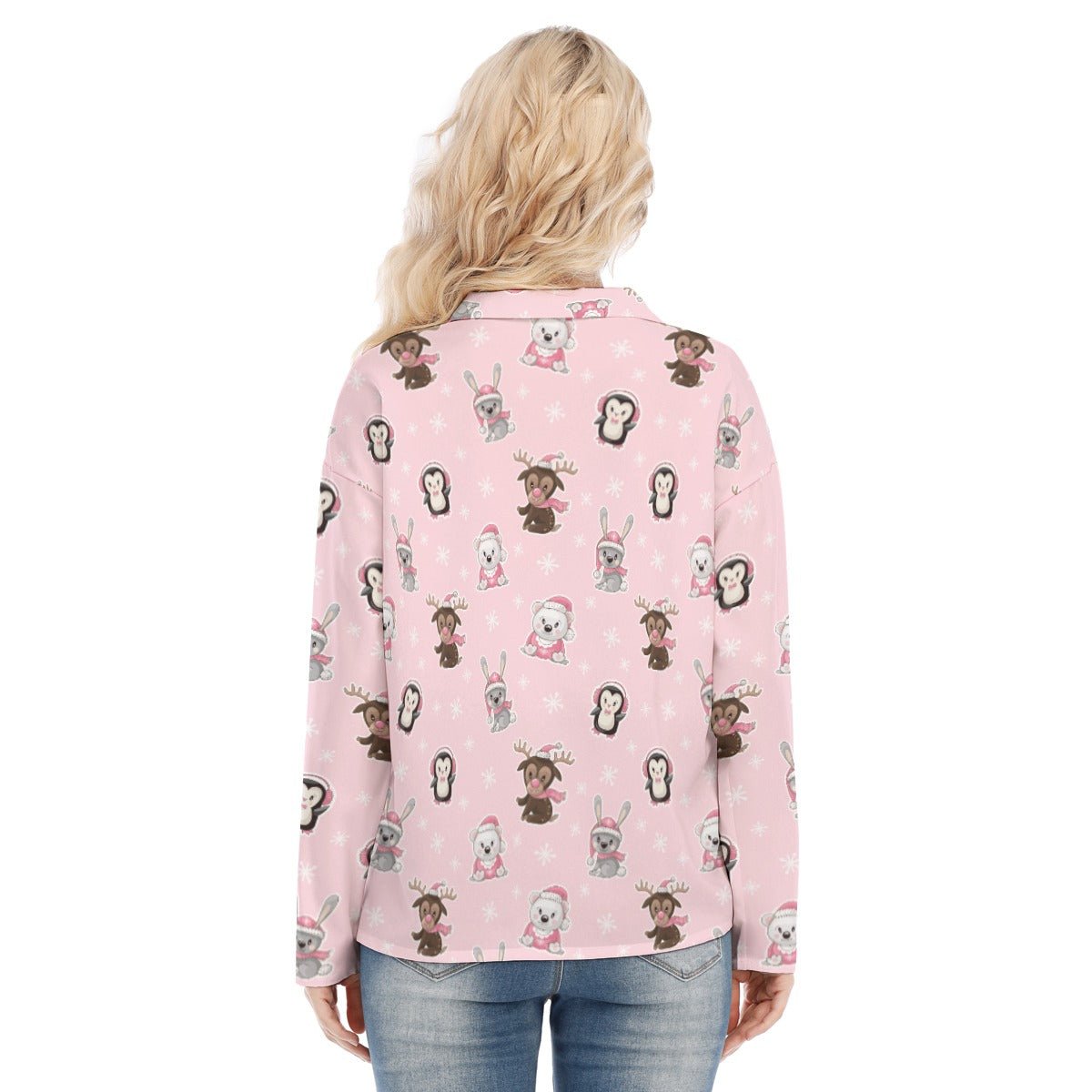 Women's Christmas Blouse - Polar Pink - Festive Style