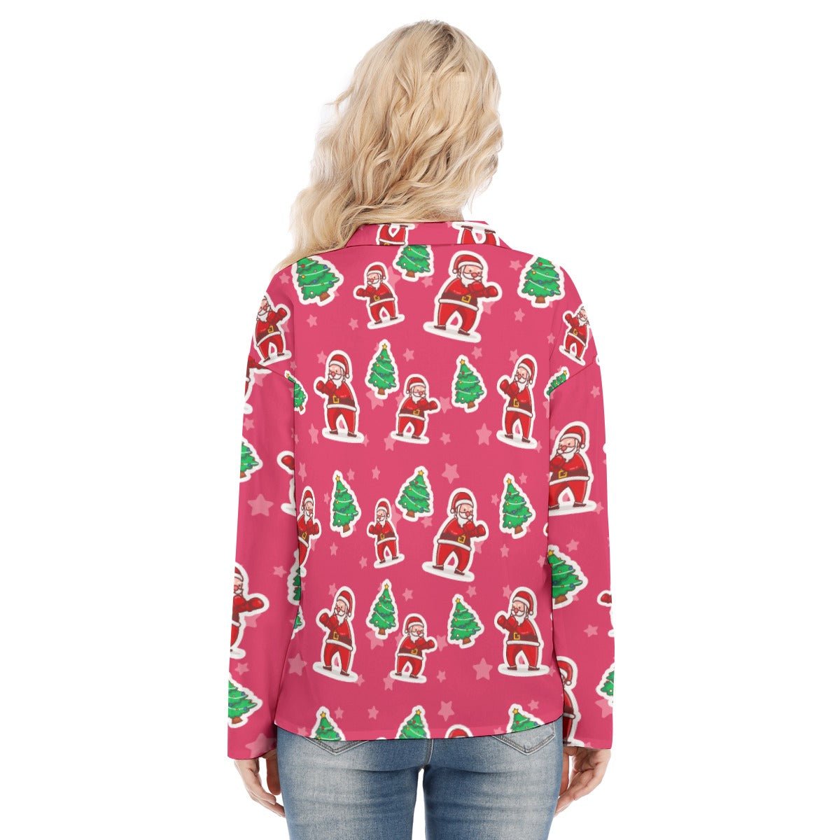 Women's Christmas Blouse - Red Santa Boxing - Festive Style