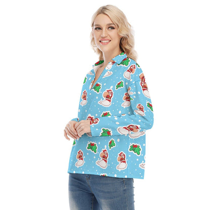 Women's Christmas Blouse - Santa Cloud - Festive Style