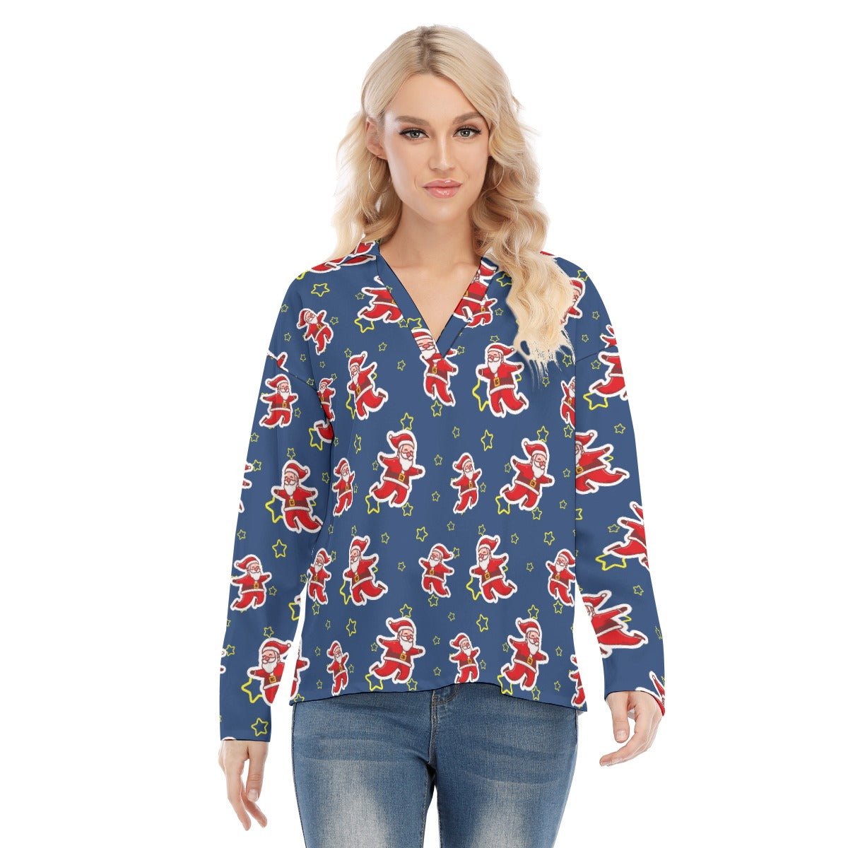 Women's Christmas Blouse - Santa Night Time - Festive Style