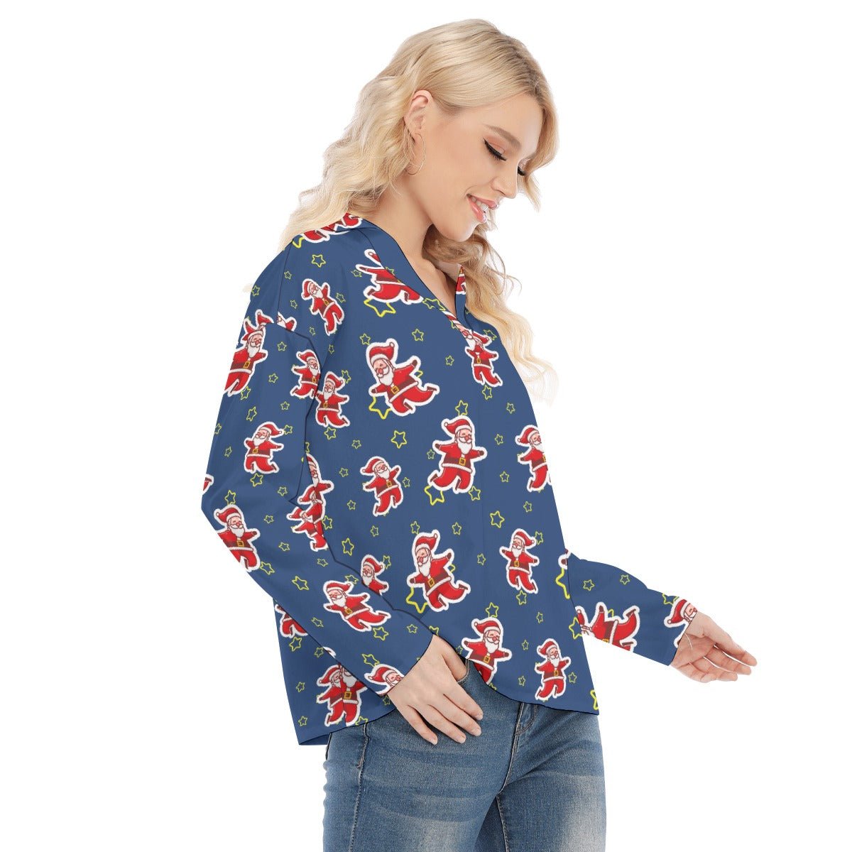 Women's Christmas Blouse - Santa Night Time - Festive Style