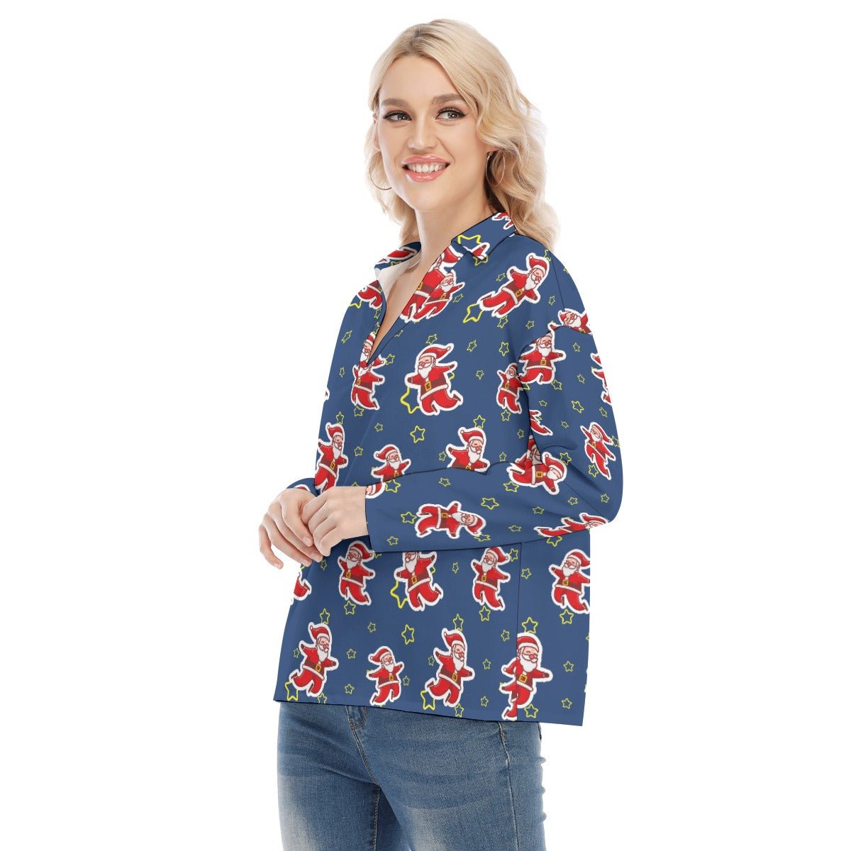 Women's Christmas Blouse - Santa Night Time - Festive Style