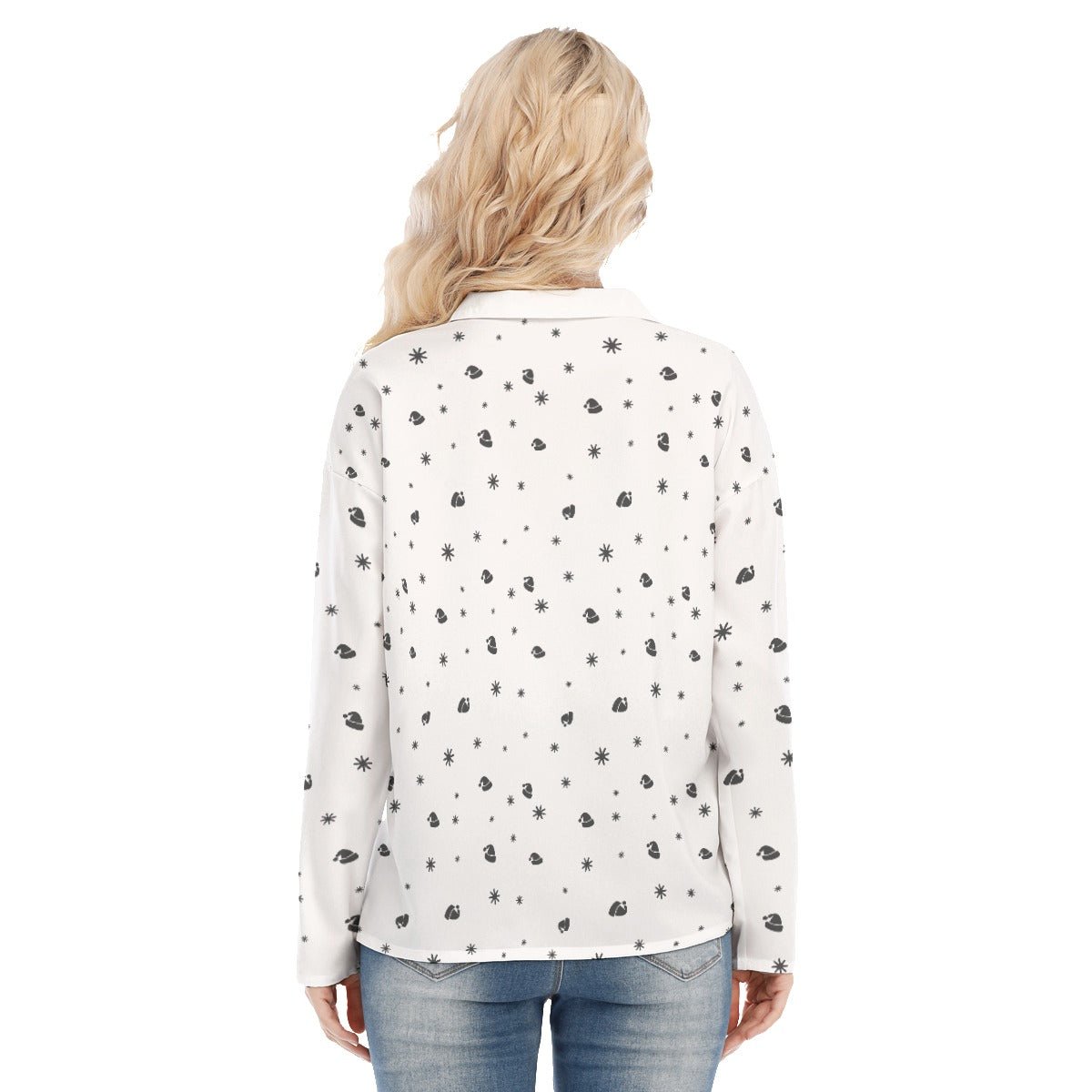 Women's Christmas Blouse - Snowflakes and Hats - Festive Style