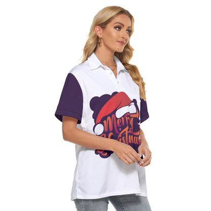 Women's Christmas Polo T-Shirt - MC Purple - Festive Style