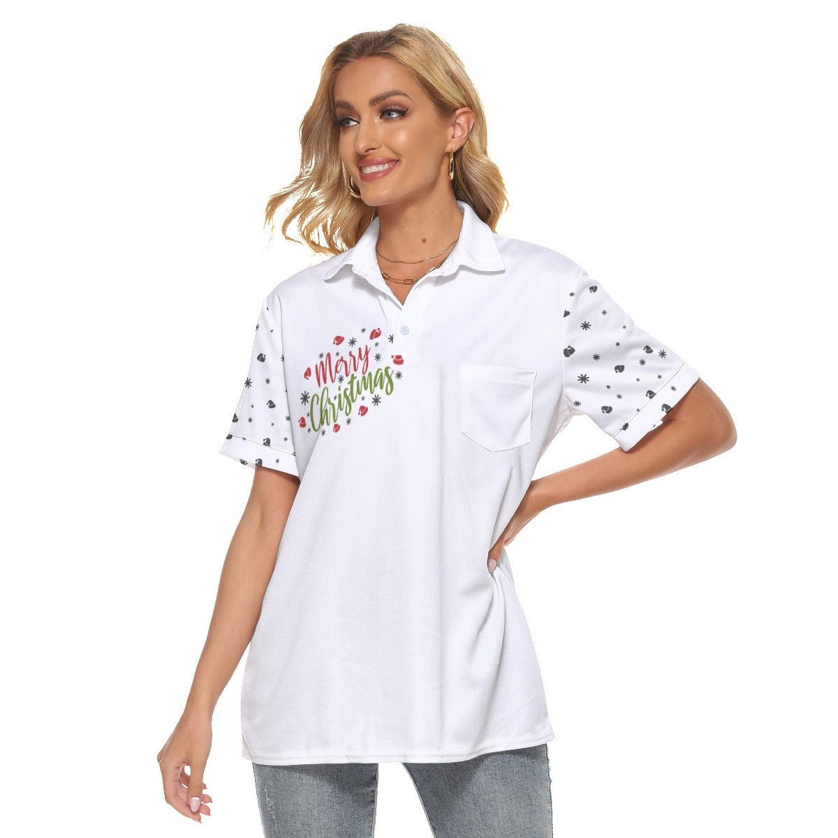 Women's Christmas Polo T-Shirt - Merry Christmas - Festive Style