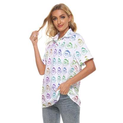 Women's Christmas Polo T-Shirt - Rainbow - Boss Santa - Festive Style