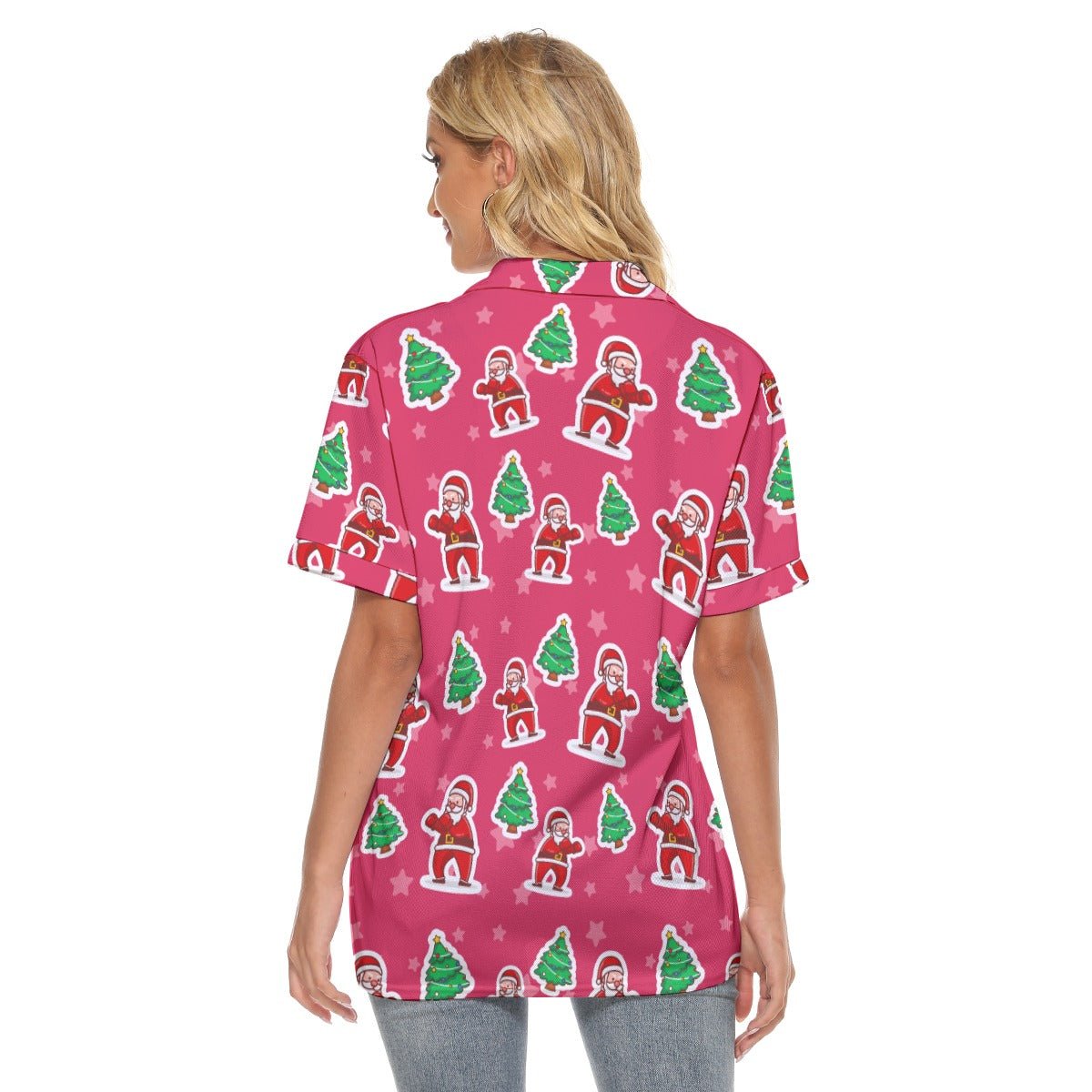 Women's Christmas Polo T-Shirt - Red Santa Boxing - Festive Style