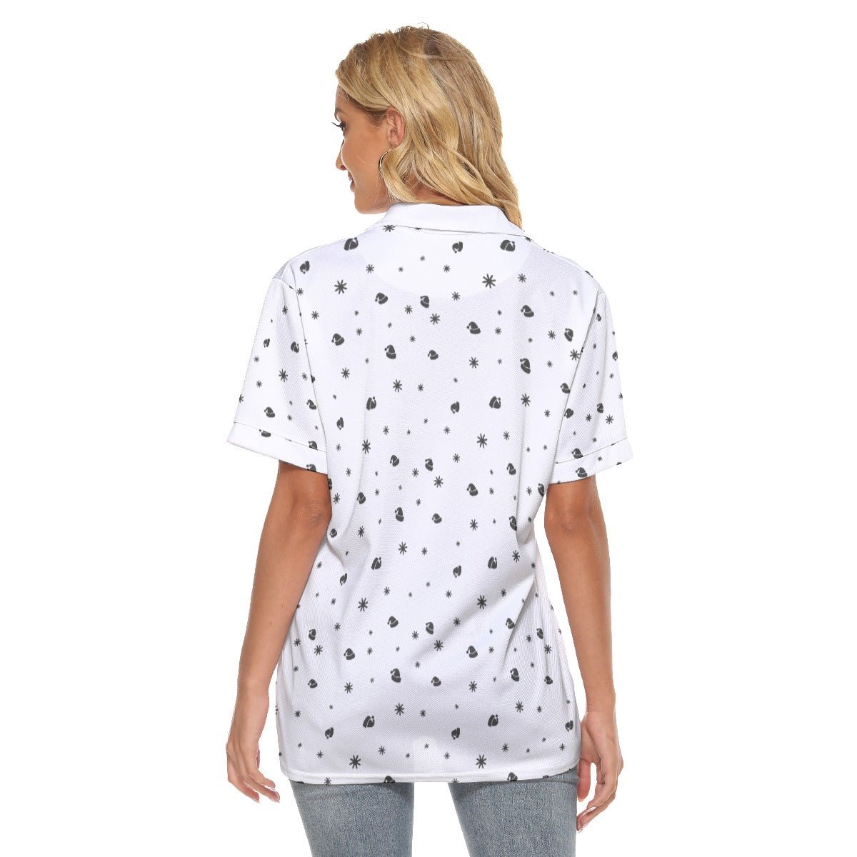 Women's Christmas Polo T-Shirt - Snowflakes and Hats - Festive Style