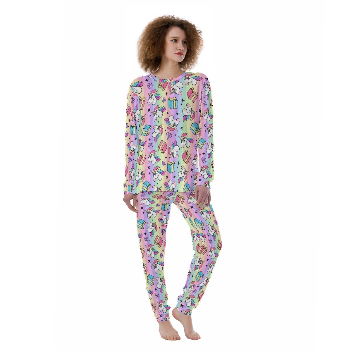 Women's Christmas Pyjamas - Rainbow Unicorns - Festive Style