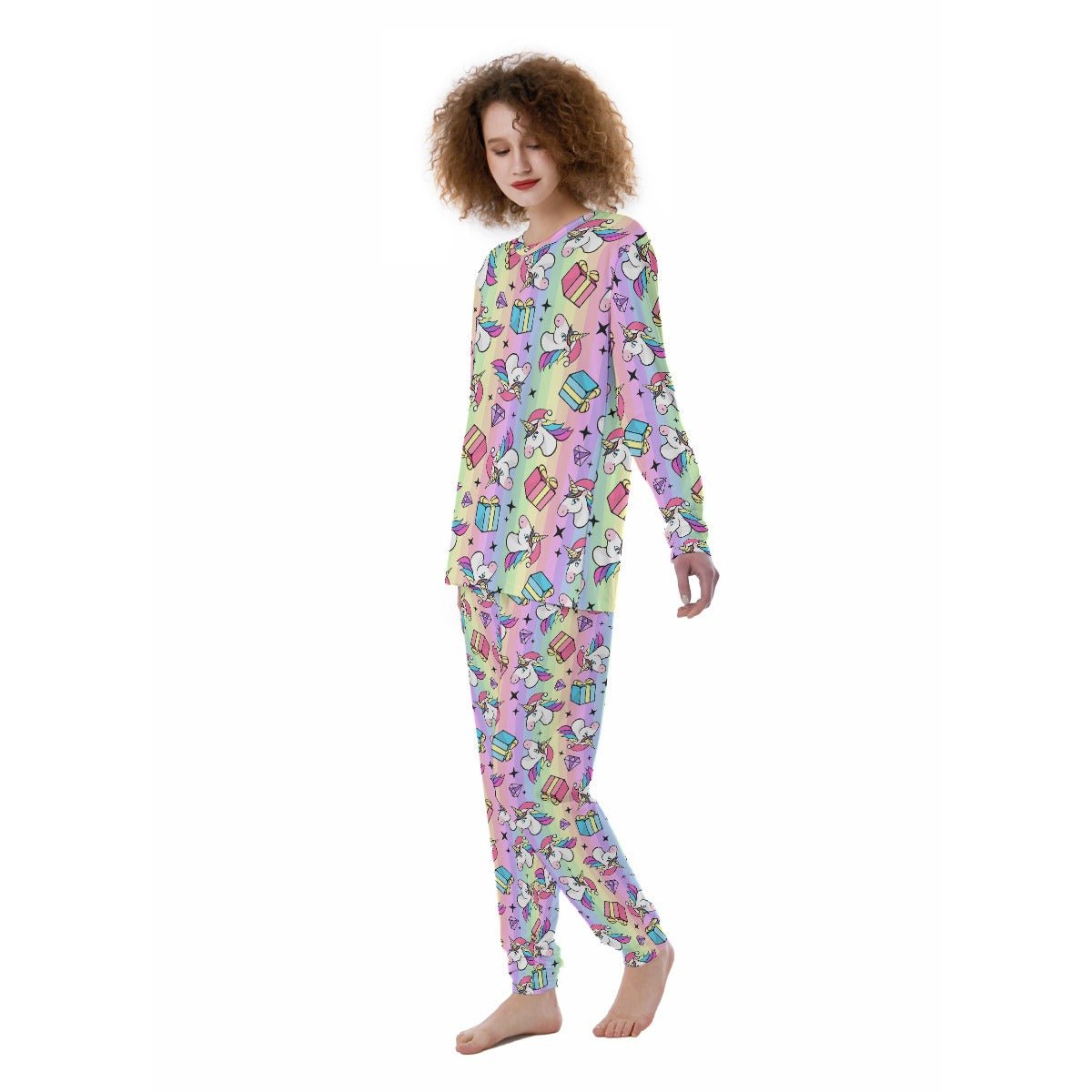 Women's Christmas Pyjamas - Rainbow Unicorns - Festive Style
