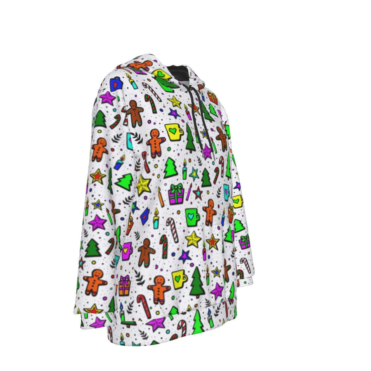 Women's Fleece Christmas Hoodie - Bright Doodle - Festive Style