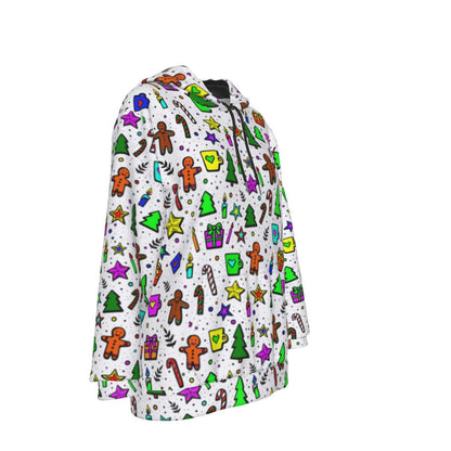 Women's Fleece Christmas Hoodie - Bright Doodle - Festive Style