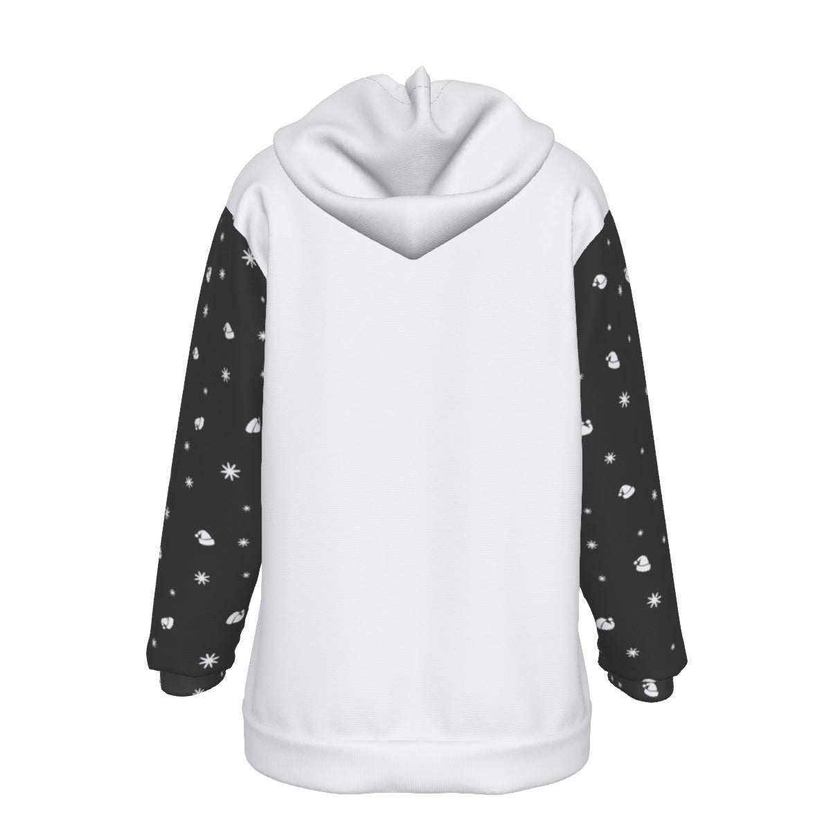 Women's Fleece Christmas Hoodie - Merry Christmas - Black Sleeves - Festive Style