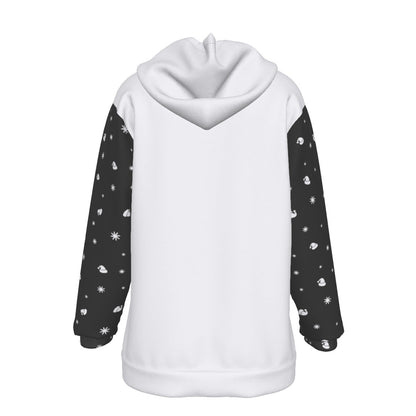 Women's Fleece Christmas Hoodie - Merry Christmas - Black Sleeves - Festive Style