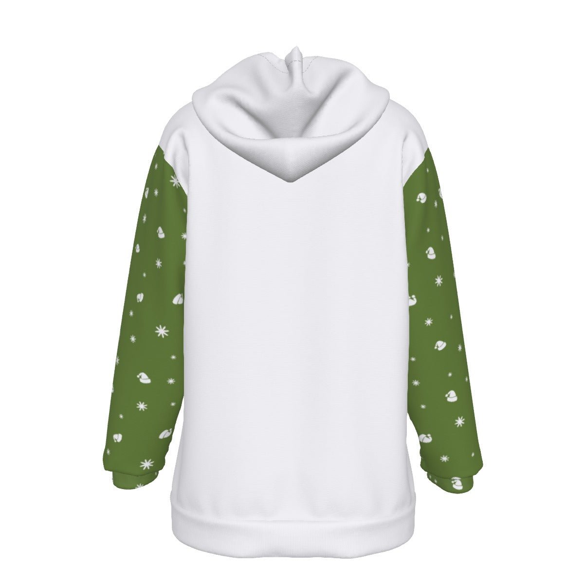 Women's Fleece Christmas Hoodie - Merry Christmas - Green Sleeves - Festive Style