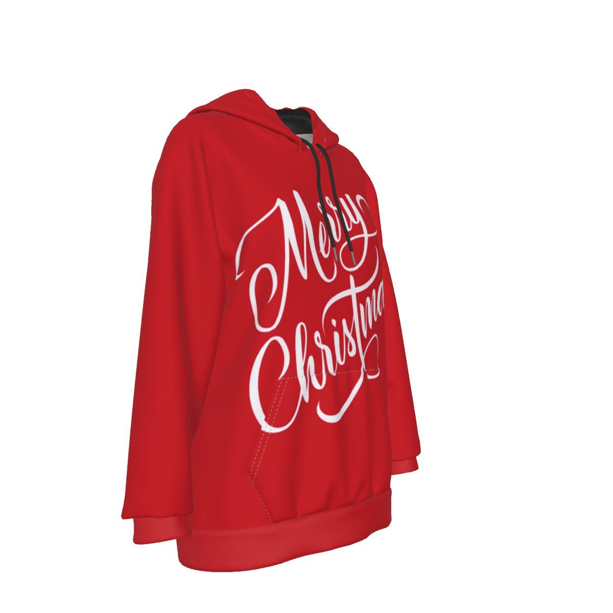 Women's Fleece Christmas Hoodie - Merry Christmas - Red - Festive Style