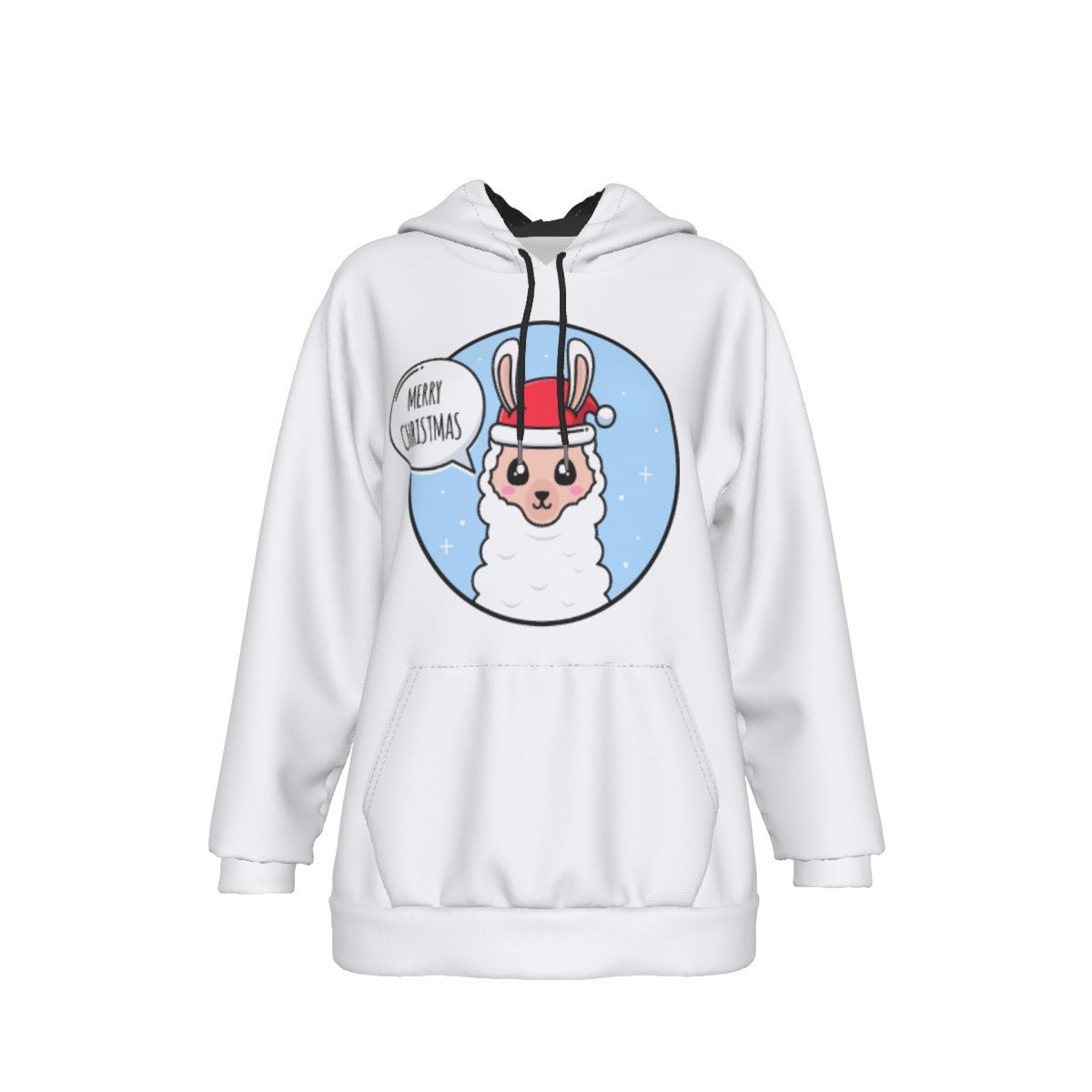 Women's Fleece Christmas Hoodie - Merry Llama - Festive Style