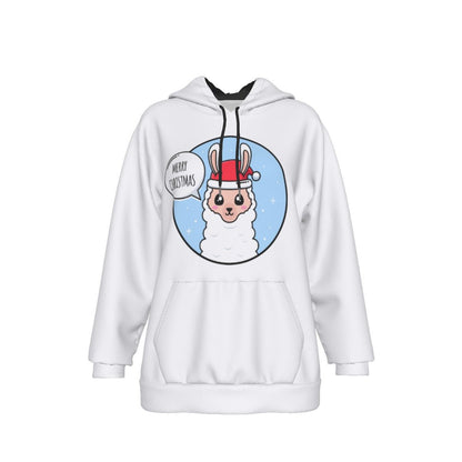 Women's Fleece Christmas Hoodie - Merry Llama - Festive Style