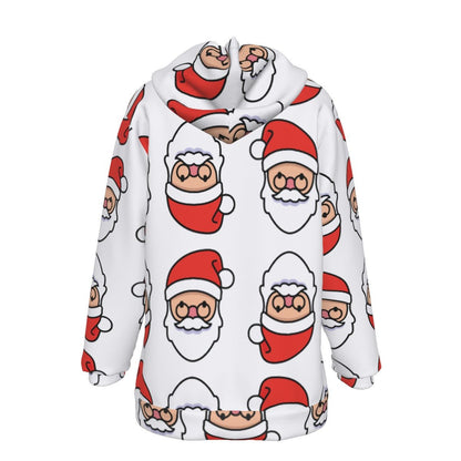 Women's Fleece Christmas Hoodie - Mirrored Santa - Festive Style