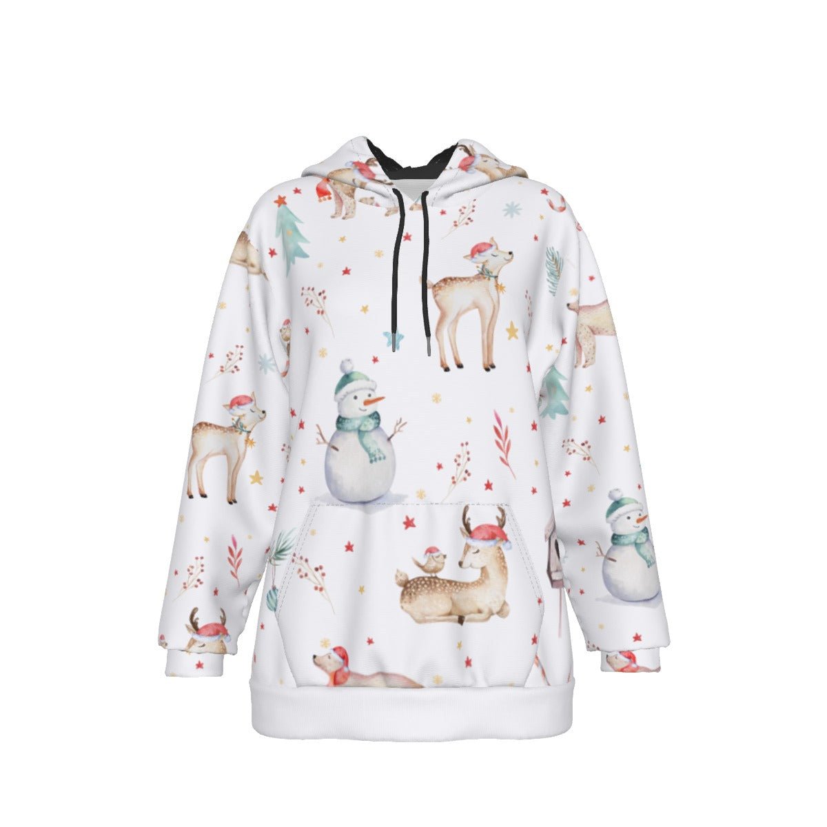 Women's Fleece Christmas Hoodie - Natural Pattern - Festive Style