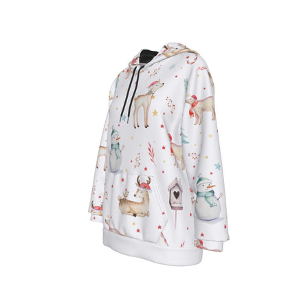 Women's Fleece Christmas Hoodie - Natural Pattern - Festive Style