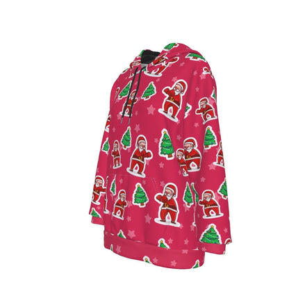 Women's Fleece Christmas Hoodie - Red Santa Boxing - Festive Style