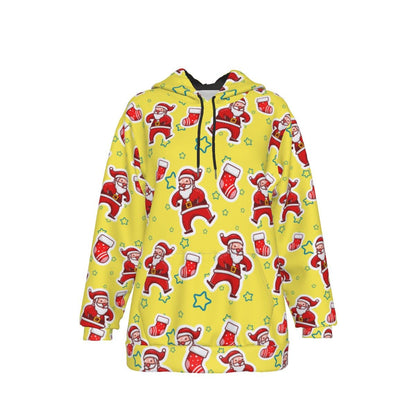 Women's Fleece Christmas Hoodie - Santa and Stars - Festive Style