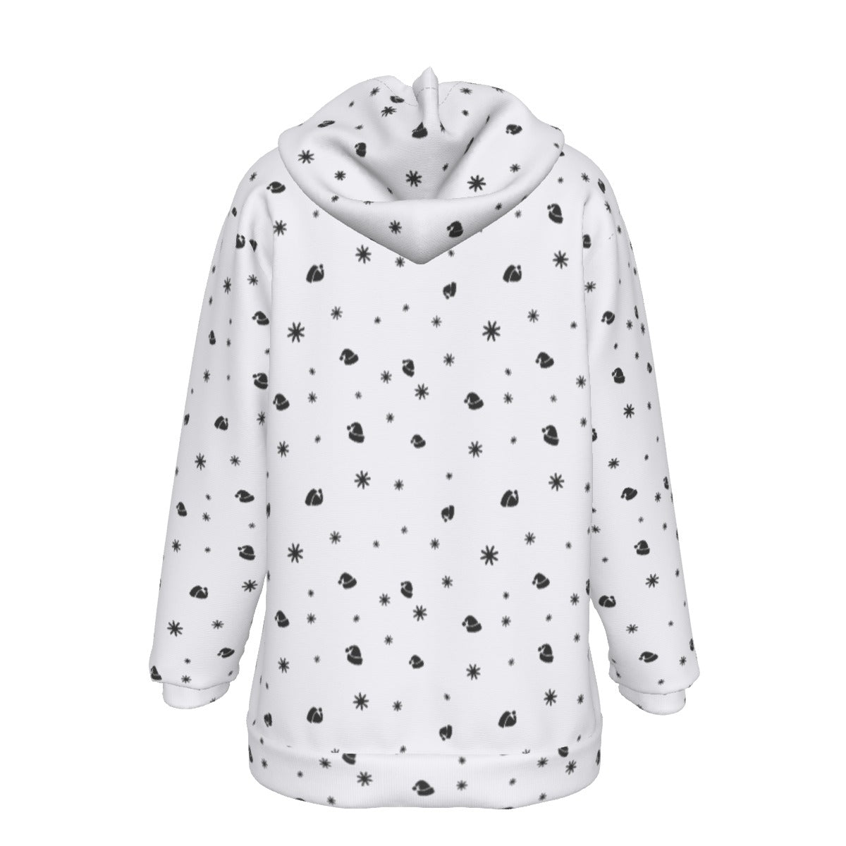 Women's Fleece Christmas Hoodie - Snowflakes and Hats - Festive Style