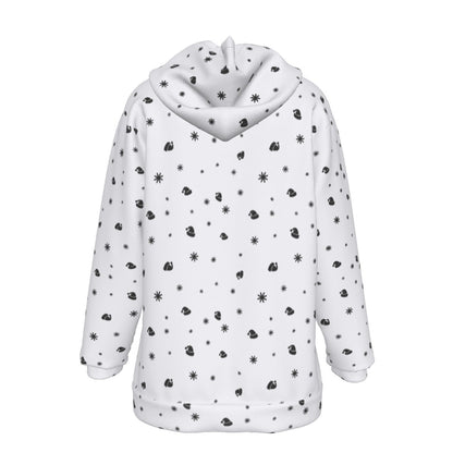 Women's Fleece Christmas Hoodie - Snowflakes and Hats - Festive Style