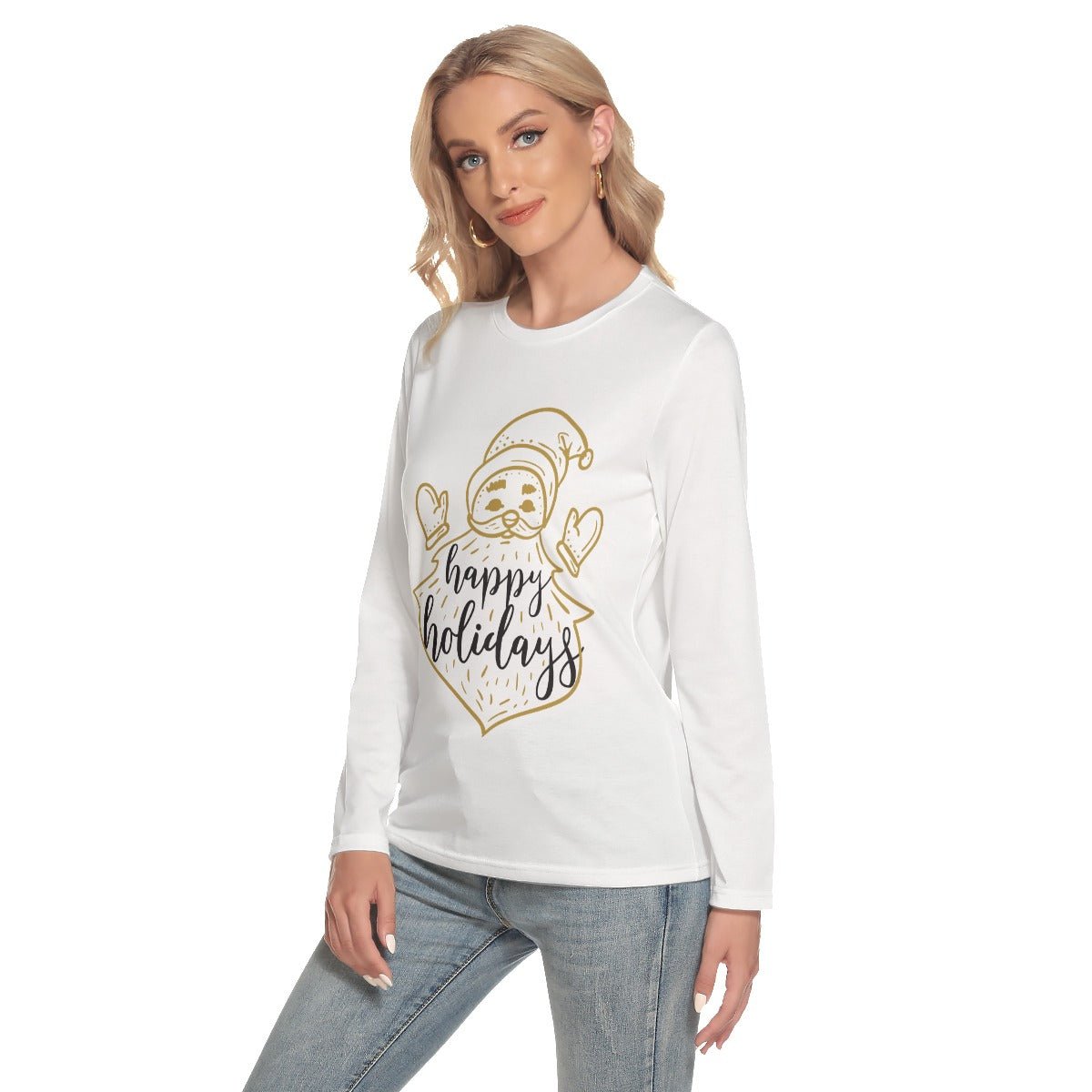 Women's Long Sleeve Christmas T-shirt - Happy Holidays - Festive Style