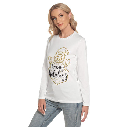 Women's Long Sleeve Christmas T-shirt - Happy Holidays - Festive Style