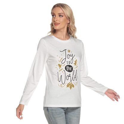 Women's Long Sleeve Christmas T-shirt - Joy to the World - Festive Style