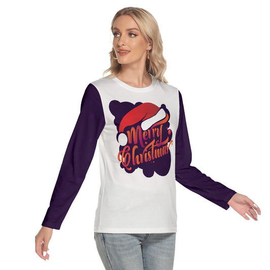 Women's Long Sleeve Christmas T-shirt - MC Purple - Festive Style