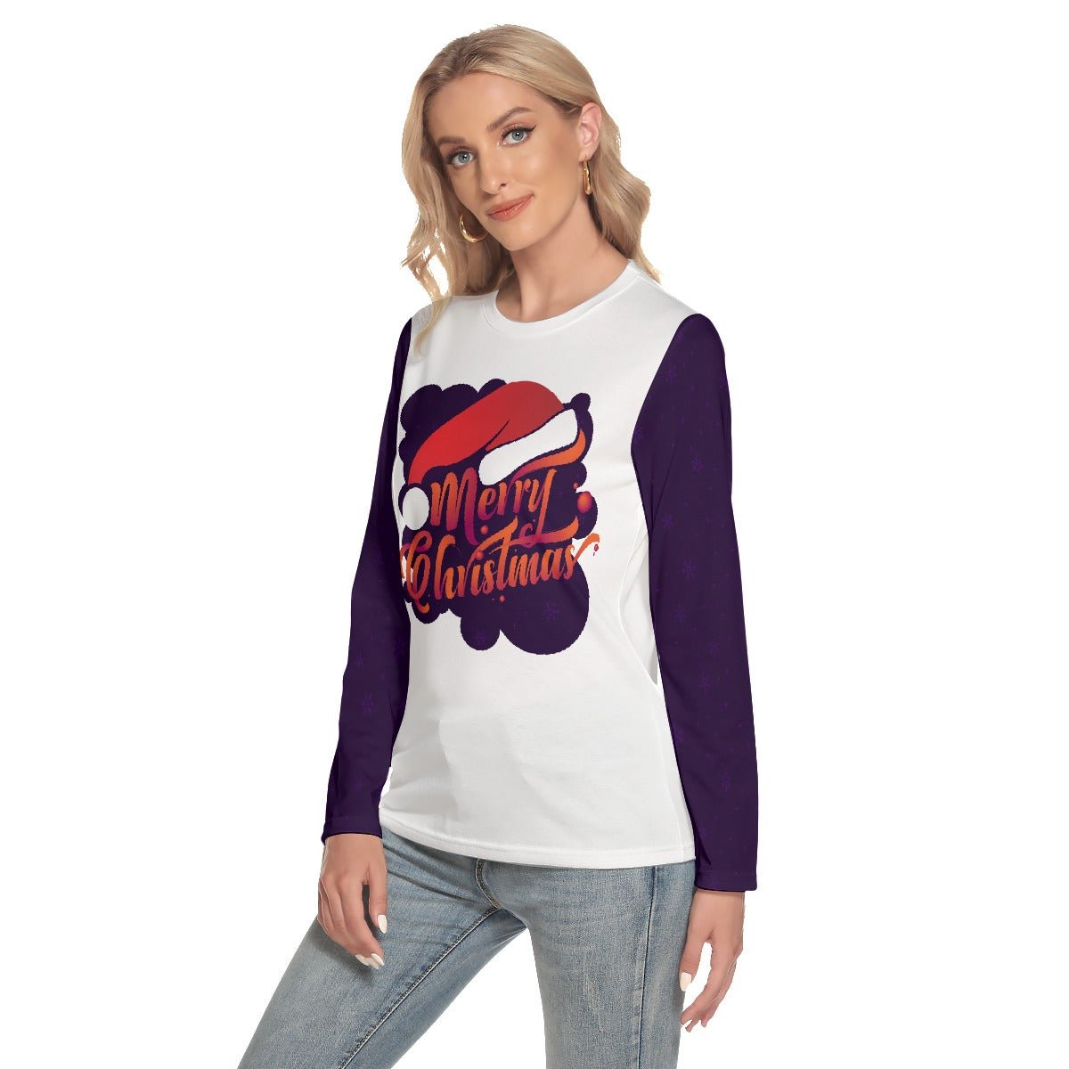 Women's Long Sleeve Christmas T-shirt - MC Purple - Festive Style
