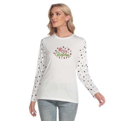Women's Long Sleeve Christmas T-shirt - Merry Christmas - Festive Style