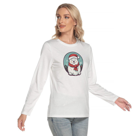 Women's Long Sleeve Christmas T-shirt - Polar Bear - Festive Style