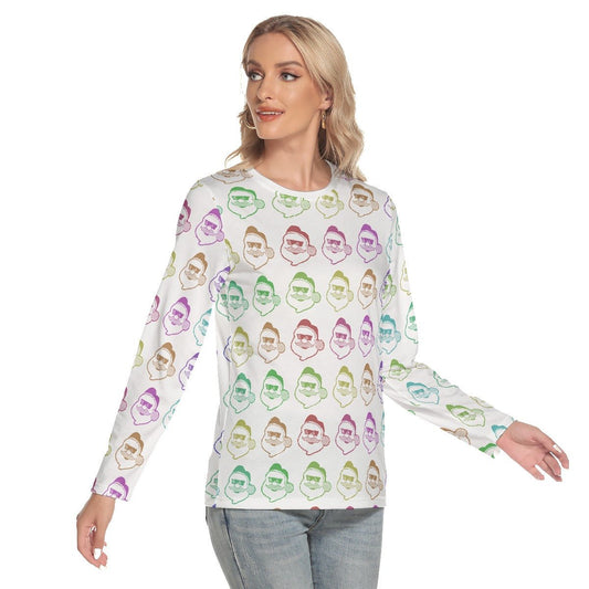 Women's Long Sleeve Christmas T-shirt - Rainbow - Boss Santa - Festive Style