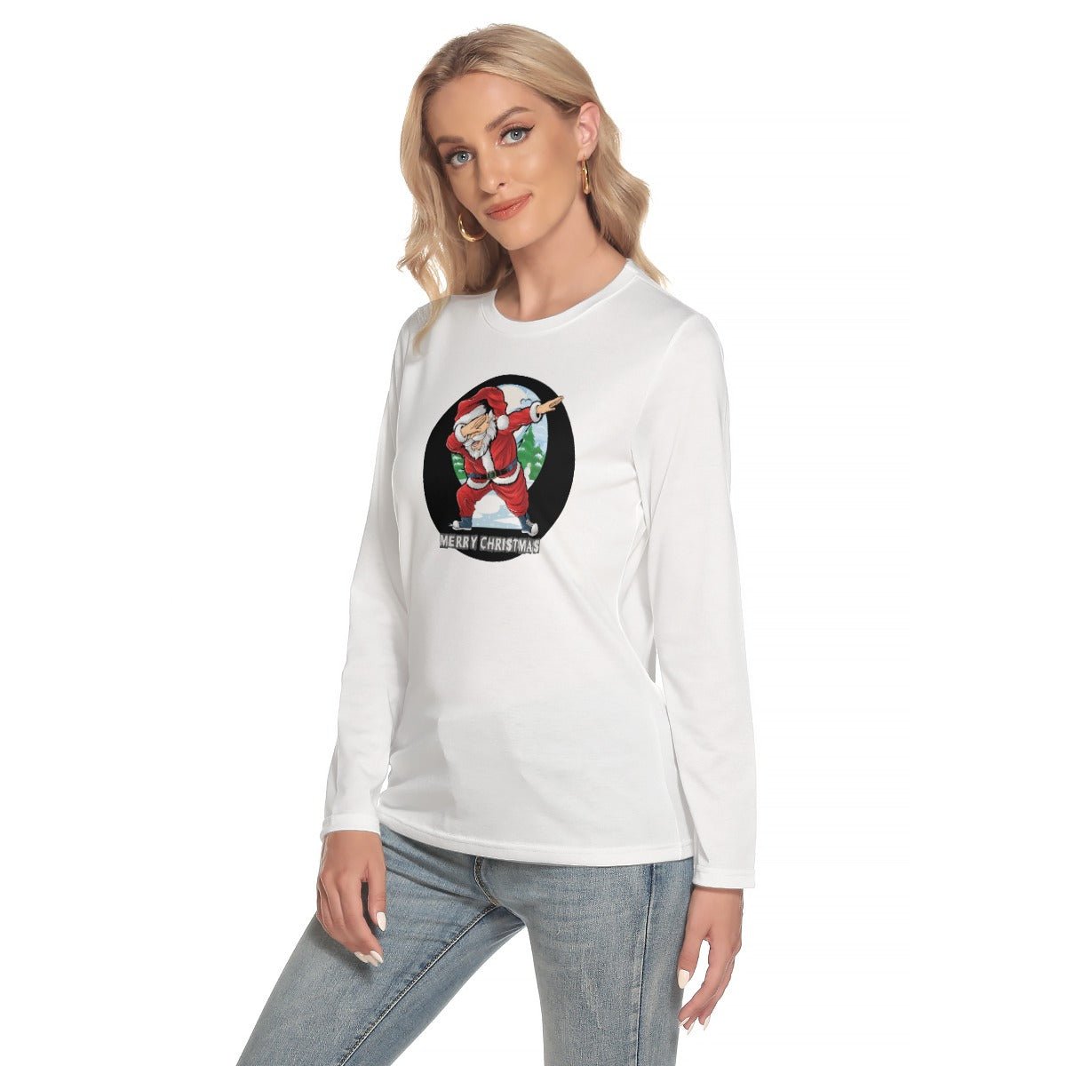 Women's Long Sleeve Christmas T-shirt - Santa Dab Logo - Festive Style
